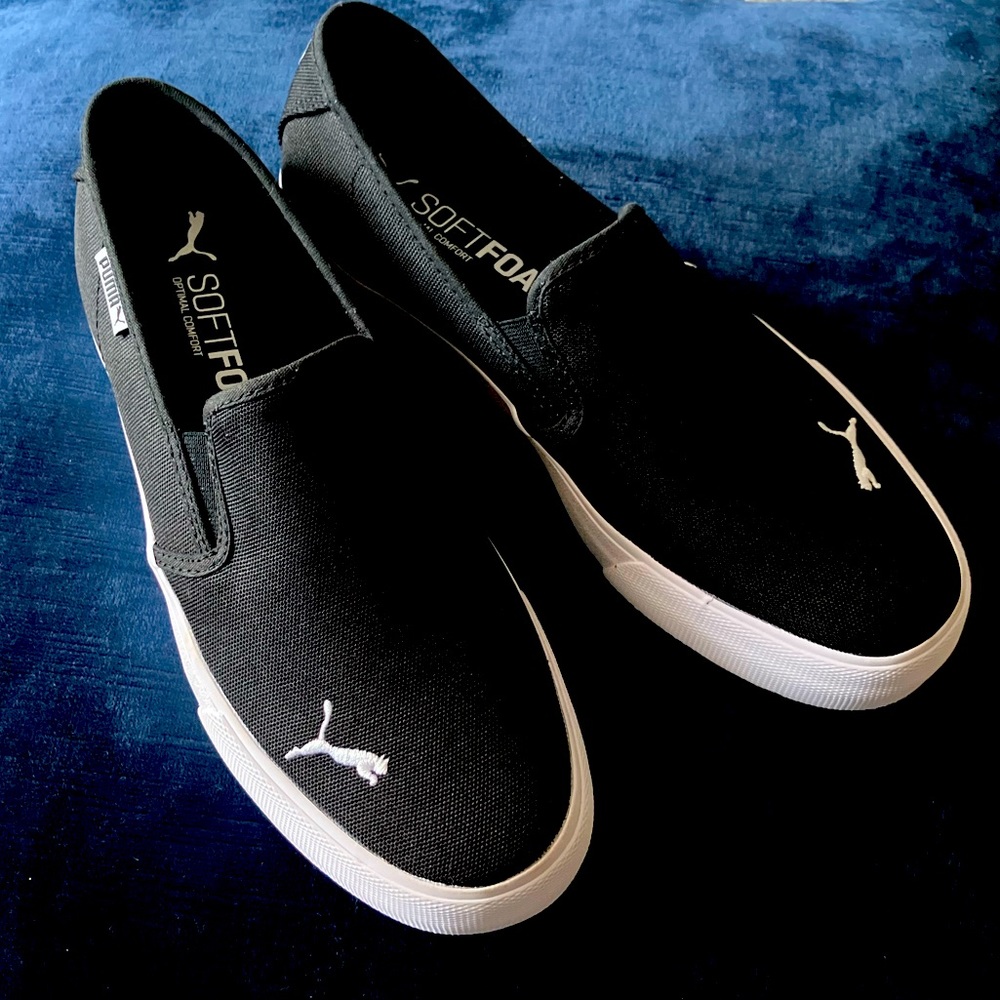 Puma Brand | Black and white slip on women’s shoes Sz 7.5